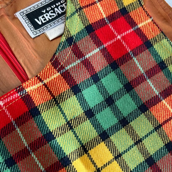 VINTAGE VERSACE: Plaid Mod Dress - Picture 9 of 10